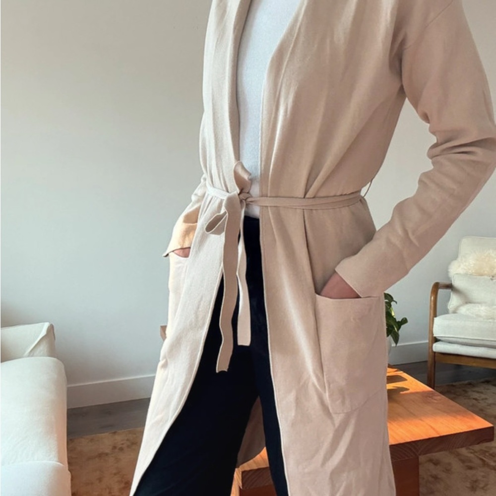 Aritzia Cream Belted Cardigan